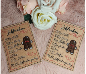 ADVENTSKALENDER 23. Dezember - Stickserie - ITH Postkarte Lebkuchenrezept